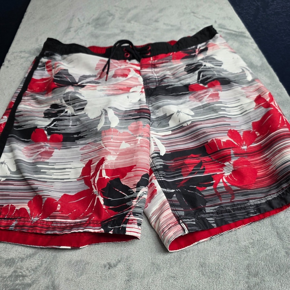Men's‎ size large Speedo Black & Red Floral Swim Trunks Beach/Pool/Surf